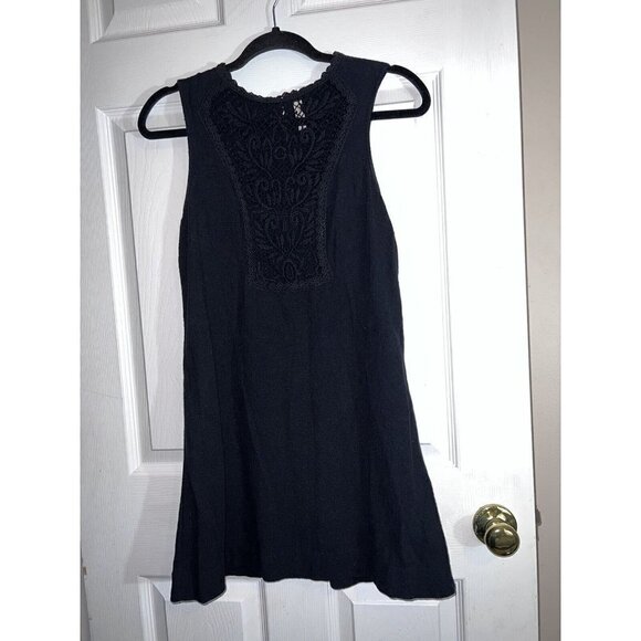 FREE PEOPLE Maribelle Crochet-Inset Mini Dress, Black Sz Small - Picture 4 of 11